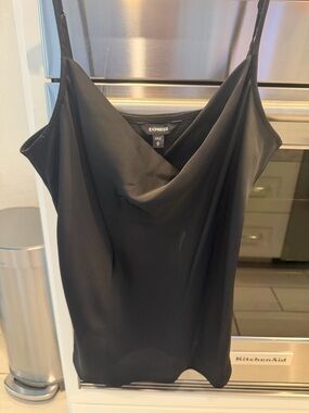 Express Black Satin Cowl Neck Slip Tank